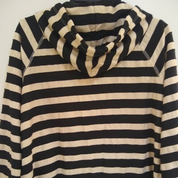 NWOT Claeson M  black & cream stripes hooded zip up sweatshirt - Picture 12 of 12